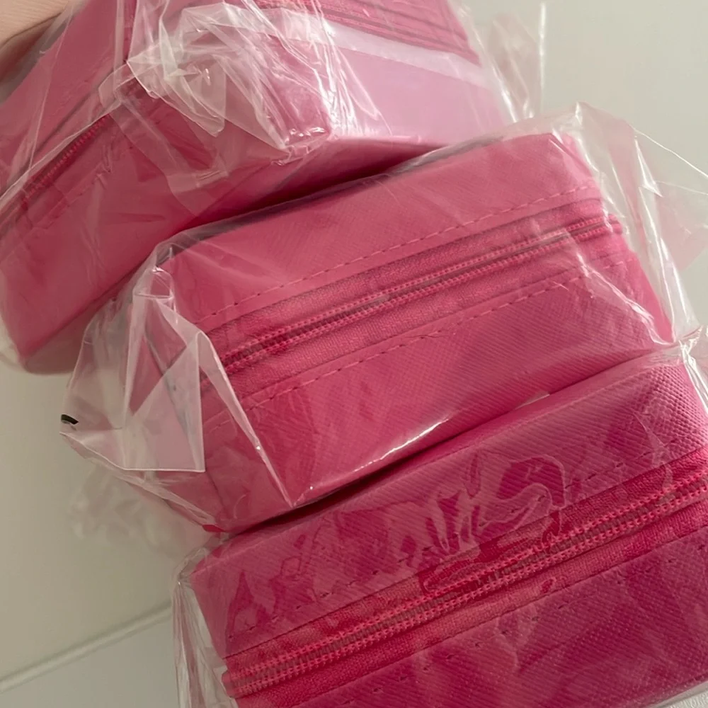 NWT hot pink travel jewelry box storage case rings, earrings, necklaces vegan